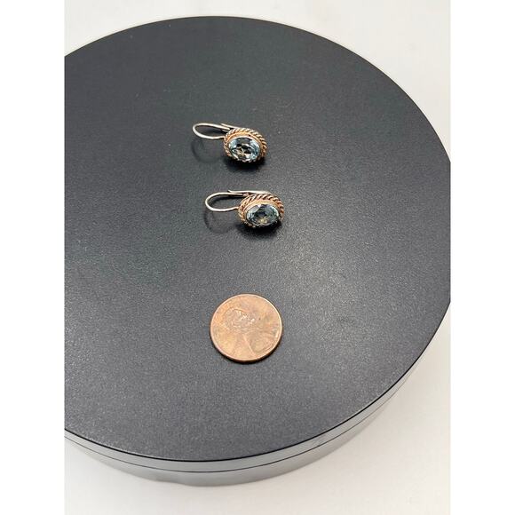 FAS Sterling Silver Blue Topaz 925 Sterling Silver Vintage Drop Earring - Picture 4 of 10